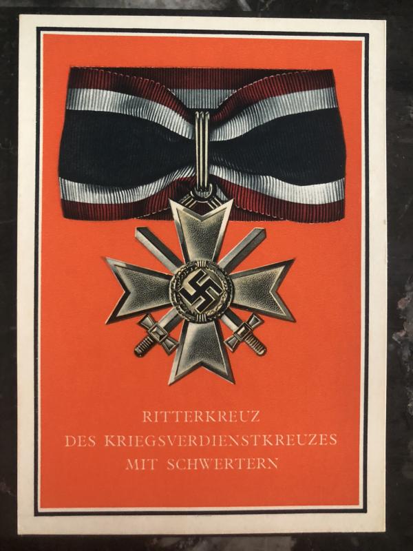 Mint Germany Patriotic Postcard Knight cross of the War Merit cross Swords