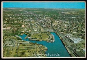 Aerial View of the Stockton Yacht Harbor and the City