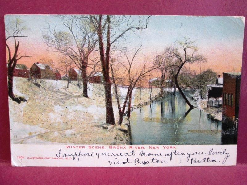 Postcard NY Winter Scene Bronx River Pre 1908