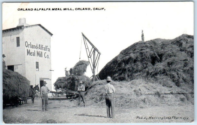 ORLAND, California CA ~ ORLAND ALFALFA MEAL MILL Glenn County ca 1910s Postcard