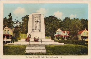 Galt Ontario Soldier's Memorial War Monument Cambridge ON Postcard H58