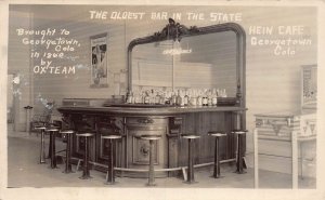 J84/ Georgetown Colorado RPPC Postcard c1940s Oldest Bar Hein Cafe 204