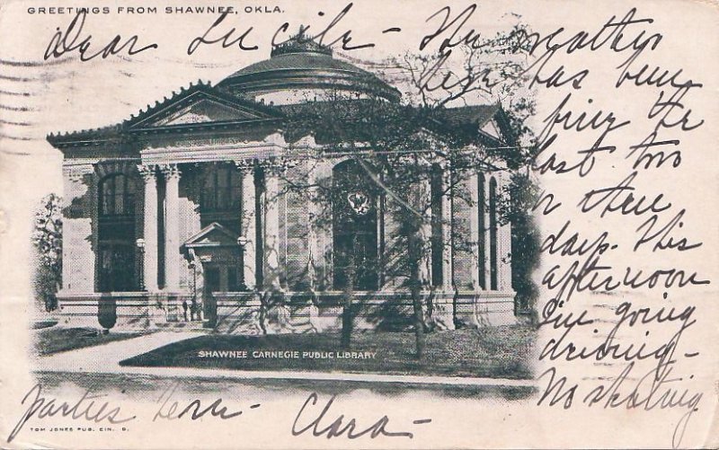 Postcard Shawnee Carnegie Public Library Shawnee OK