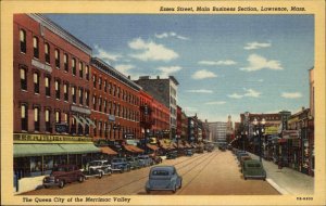 Lawrence Massachusetts MA Street Scene Car Vintage Postcard