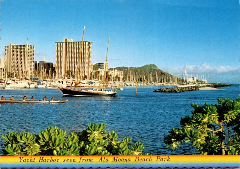 Hawaii Honolulu Yacht Harbor Seen From Ala Moana Beach Park