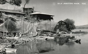 Vintage Postcard 1900's Island Isla Janitzio Patzcuaro Michoacan Mexico MX RPPC