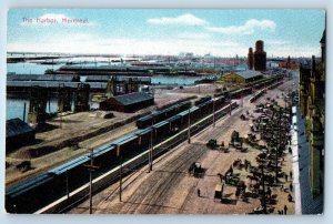 Montreal Quebec Canada Postcard The Harbor Train Railroad c1910 Antique