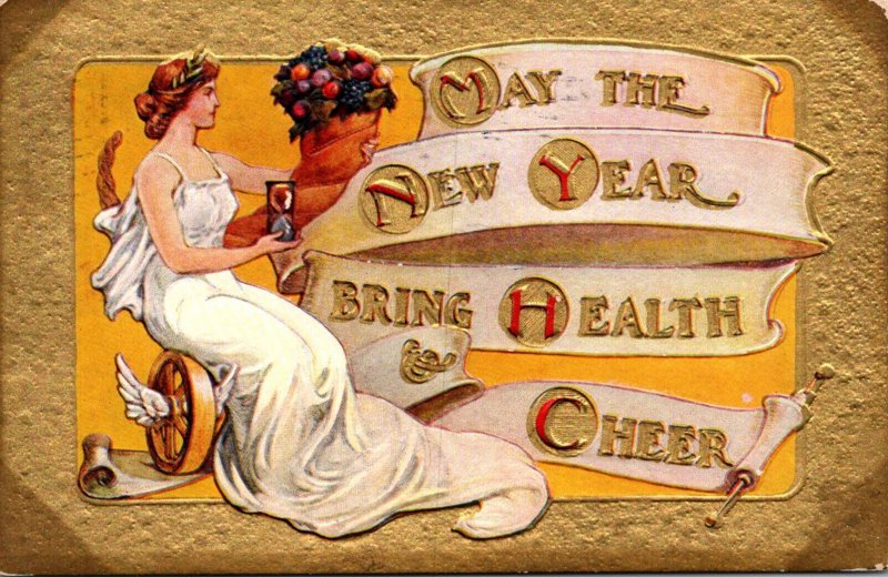 New Year Cheer With Beautiful Angel 1910
