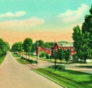 Fort Collins Colorado CO South College Avenue Linen Postcard