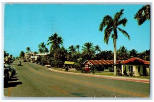 1956 Atlantic Avenue Looking West Cars Delray Beach Florida FL Vintage Postcard