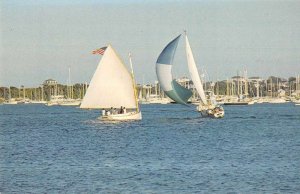 Block Island Rhode Island New Harbor Sailing Vintage Postcard JF360117