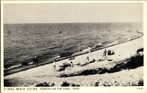 Beach Scene, Geneva-on-the-Lake OH c1937 Vintage Postcard P65