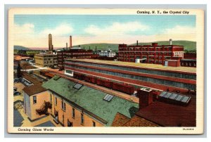 Vintage 1940's Postcard Corning Glass Works Plant Crystal City Corning New York