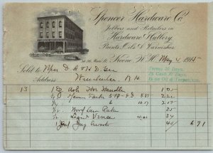 1915   Keene  New Hampshire  Spencer Hardware  Receipt  8 x 5