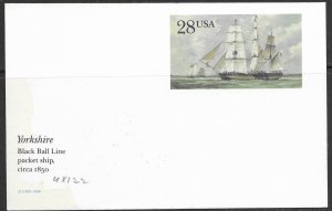 US Yorkshire Ship unused. UX122.  light stains on left edge.  Nice