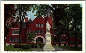 BARRE, Vermont  VT   SPAULDING HIGH SCHOOL & Robt Burns Monument 1940s Postcard