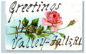 c1910s Greetings from Valley Falls Rhode Island Antique Unposted Postcard