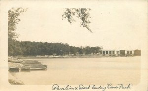 Postcard RPPC 1910 Minnesota St Paul Como Park Pavilion boating landing 23-12842