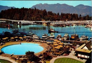 Vancouver, Canada BAYSHORE INN VIEW  Pool~Coal Harbour~Stanley Park 4X6 Postcard