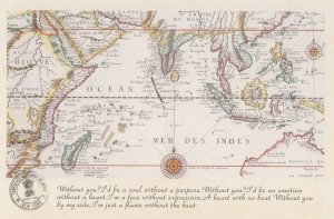 The Indian Ocean Map Geography India History Proverb Postcard