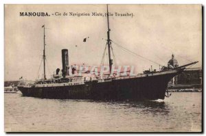 Old Postcard Boat Navigation Company mixete Co. Touache Ship Manouba