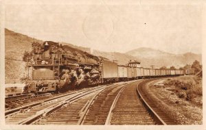 Union Pacific Steam Locomotive Freight Train Real Photo Vintage Postcard AA28724