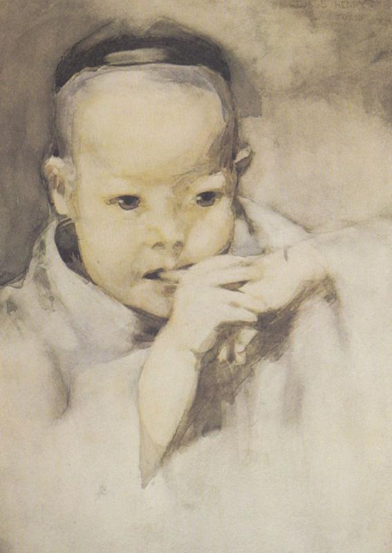 George Henry The Japanese Baby Victorian Watercolour Painting Postcard