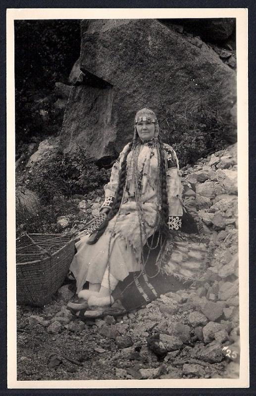 American Indian Woman Full Regalia Real Photo unused c1920's