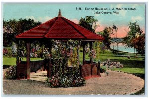 1912 Spring House on J.J. Mitchell Estate Lake Geneva Wisconsin WI Postcard