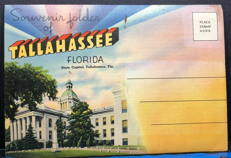 Tallahassee State Capitol College Folder Florida Vintage Postcard