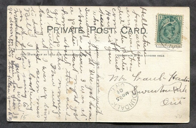 dc863 - DUNDALK Ontario 1908 Town Hall