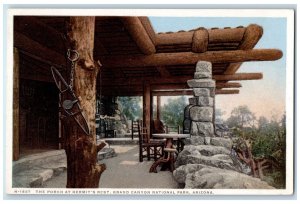 c1920 The Porch At Hermit's Rest Overview Grand Canyon National Park AZ Postcard