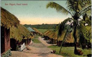 SAN MIGUEL, Pearl Island,  PANAMA  VIEW of NATIVE VILLAGE   c1910s  Postcard