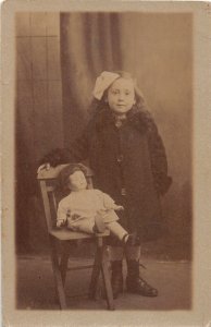 J38/ Interesting RPPC Postcard c1910 Cute Girl With Toy Doll 245