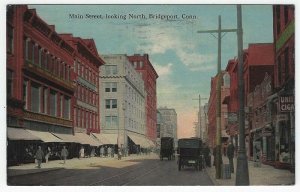 Bridgeport, Connecticut, Vintage Postcard View of Main Street, Looking North 