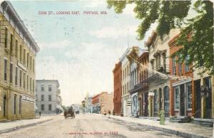 Portage Wisconsin~Cook St. Looking East~1910 Postcard