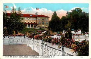 New York Lake George Fort William Henry Hotel From The Pergola 1928 Curteich