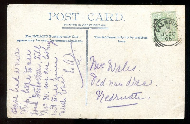 dc302 - TRELOWARREN England 1906 Pond & Cottage. Squared Circle