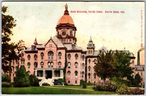 VINTAGE POSTCARD MAIN BUILDING OF NOTRE DAME AT SOUTH BEND INDIANA