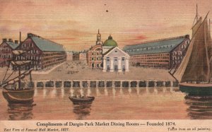 Vintage Postcard East View Of Faneuil Hall Old Market Durgin Park Boston Mass.