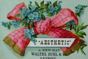 Walter Buhl & Co Aesthetic A New Hat Oscar Wilde Pink Ribbon Blue Flowers F75