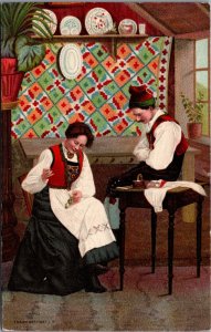 Sweden Traditional Clothing Vintage Postcard C111