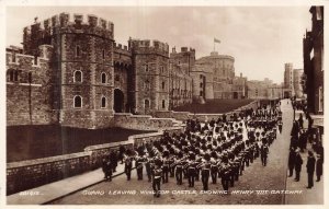 Vintage Real Photo Postcard Windsor Castle Guard Leaving Henry VIII Gateway