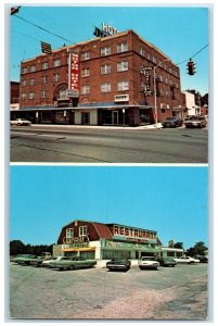 Carolina Motor Hotel Campbell's Farm Restaurant Sanford NC Dual View Postcard