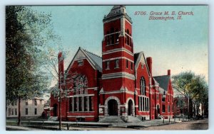 BLOOMINGTON, Illinois IL ~ GRACE M.E. CHURCH ca 1910s McLean County Postcard