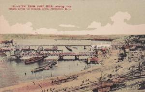 Rhode Island Providence View From Fort Hill Showing 4 Bridges Across Seekonk ...