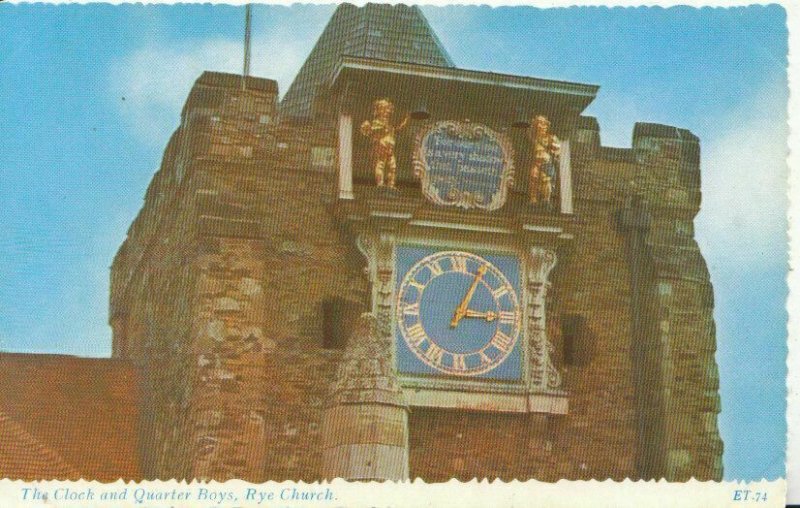 Sussex Postcard - The Clock & Quarter Boys - Rye Church - Ref 2456A