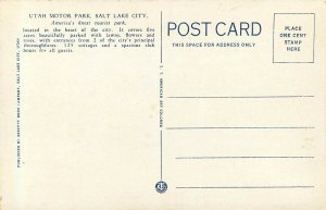 1920s Roadside Postcard; Utah Motor Park, Salt Lake City UT, Deseret Book Co.