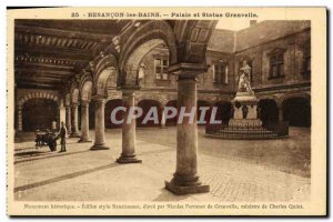 Old Postcard Besancon les Bains Palais Granvelle Statue