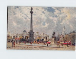 Postcard Trafalgar Square & National Gallery London England